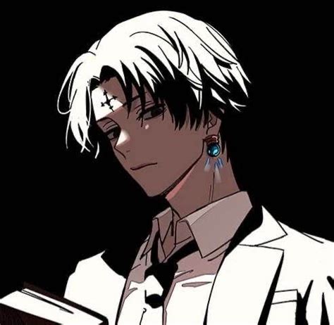 An Anime Character With White Hair And Piercings Holding A Book In His