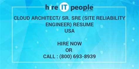 Cloud Architect/Sr. SRE (Site Reliability Engineer) Resume - Hire IT ...