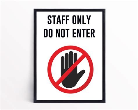 Staff Only Sign, Staff Only Door Sign, Printable Staff Only Sign, Do ...