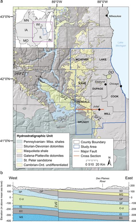 A Map Of The Hydrostratigraphic Units At The Bedrock Surface And B