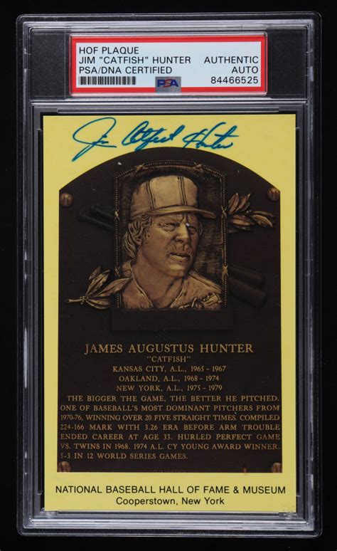 Jim "Catfish" Hunter Signed Hall of Fame Plaque Postcard (PSA ...