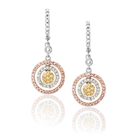 Pink, Yellow, and Colorless Diamond Earrings | JM Edwards Jewelry