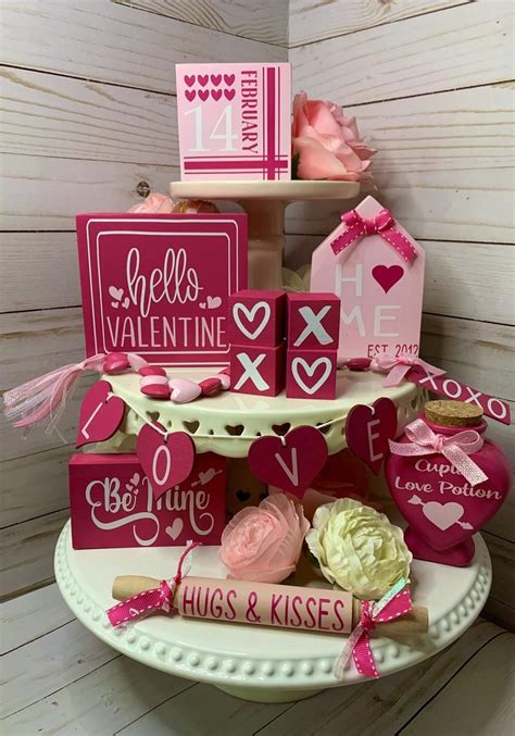 Valentines Day Tiered Tray Decor Tiered Tray Bundle Pink Etsy Diy