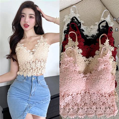 Sexy Lace Crochet Cami Bralette Vest Tanks Women Butterfly Crop Top