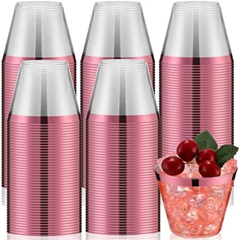 Amazon Pcs Rimmed Plastic Cups Oz Disposable Wine Glasses