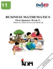 Bus Math Module Week Pdf Business Mathematics First Quarter