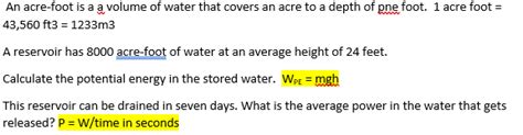 Solved An acre-foot is a a volume of water that covers an | Chegg.com