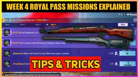 BGMI WEEK 4 ROYAL PASS MISSIONS EXPLAINED C2S5 WEEK 4 RP MISSIONS