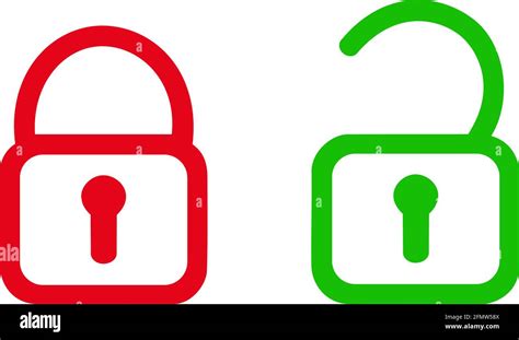 Open Padlock And Closed Padlock Icon Red And Green With White