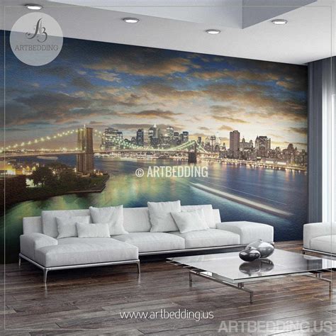 New York Cityscape Wall Mural, New Yoork sunset Photo – ARTBEDDING