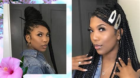 Swoop Bang Box Braid Hairstyles Simple 🦋 🤩 Kaila2times Youtube