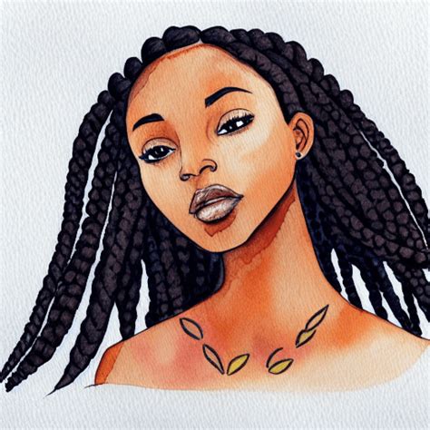 Beautiful Black Woman With Braids In Watercolor Creative Fabrica