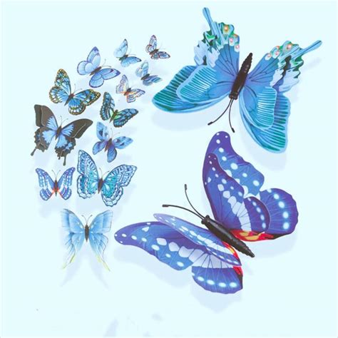 Buy 12pcs Double Layer Butterfly Wall Stickers 3d Butterflies Colorful Bedroom Decor For Home