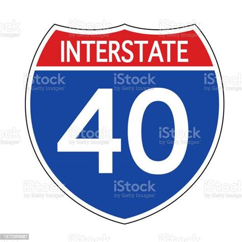 Interstate 40 Road Sign Stock Illustration Download Image Now