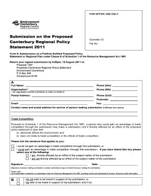 Fillable Online Crc Govt Submission Form Proposed Canterbury Regional