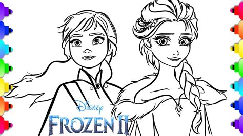 Frozen Ii Coloring Page Learn To Draw Elsa And Anna From Disney S Frozen 2 💙⛄💙 Youtube