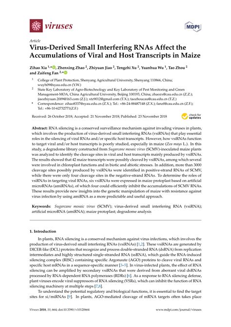 (PDF) Virus-Derived Small Interfering RNAs Affect the Accumulations of ... 