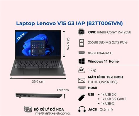 Lenovo V15 G3 IAP 82TT0061VN I5 1235U RAM 8GB 256GB SSD Black