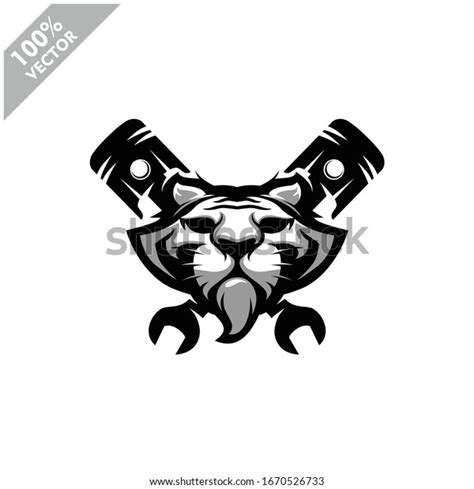 Tiger Head Auto Repair Custom Garage Stock Vector Royalty Free