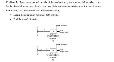 Solved Problem Obtain Mathematical Models Of The Chegg