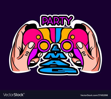 Cute game logo patch with party lettering Vector Image