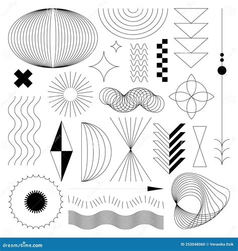 Aesthetic Y2K Geometric Shapes Set Retro Futuristic Elements Kit For