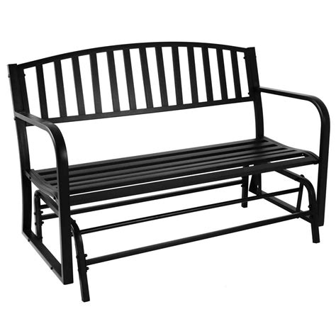 Sunnydaze 2 Person Black Steel Outdoor Glider Bench Yuk 754 The Home