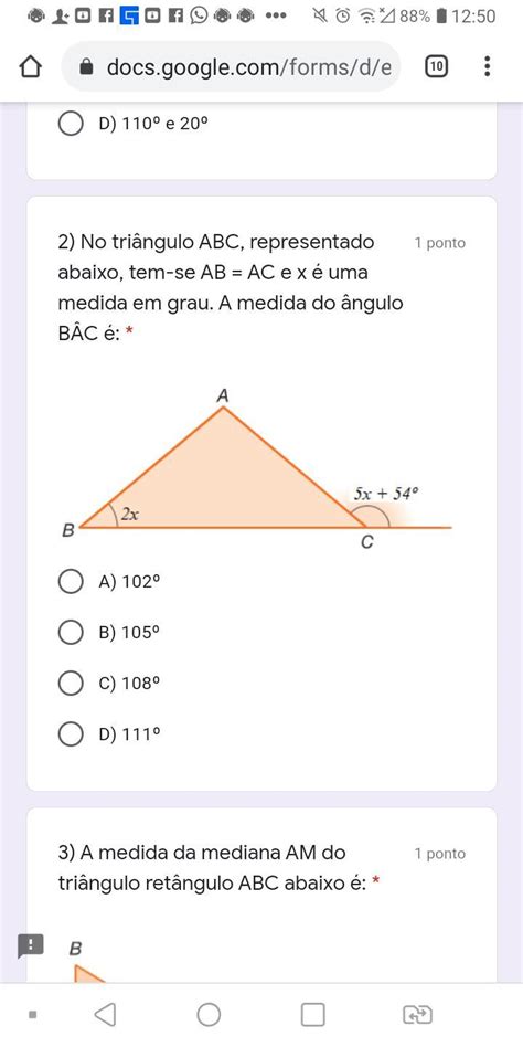 No triângulo ABC representado abaixo tem se AB AC e x é uma medida