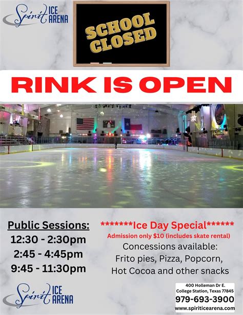 Rink Is Open On February 1st Spirit Ice Arena