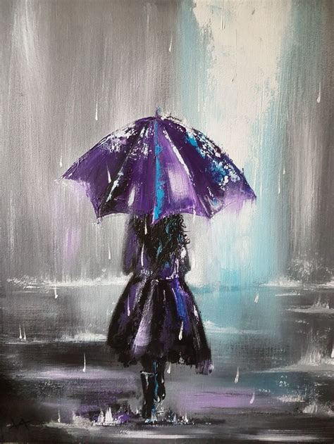 Purple umbrella rainy day painting Original artwork by Tory Allen ...