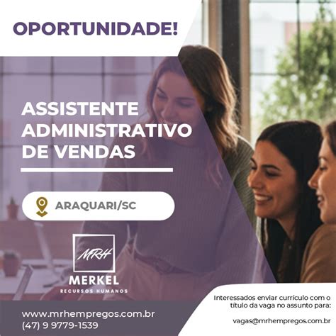 Assistente Adm De Vendas - Assistente Administrativo de Vendas, Araquari/SC – MRH- Empregos