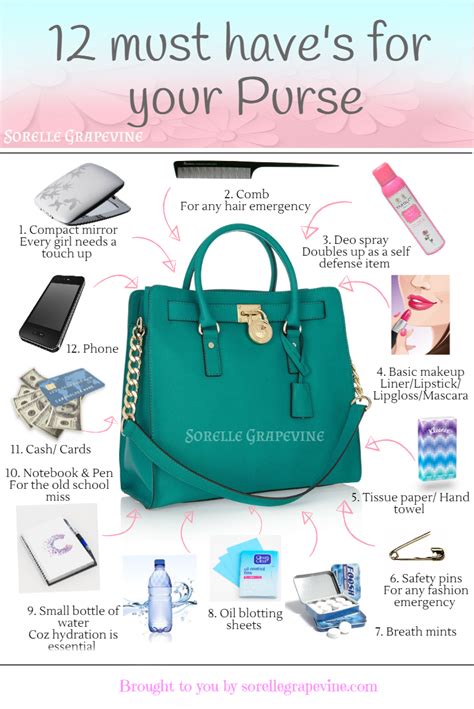 12 Must Have For Your Purse Work Bag Essentials Handbag Essentials