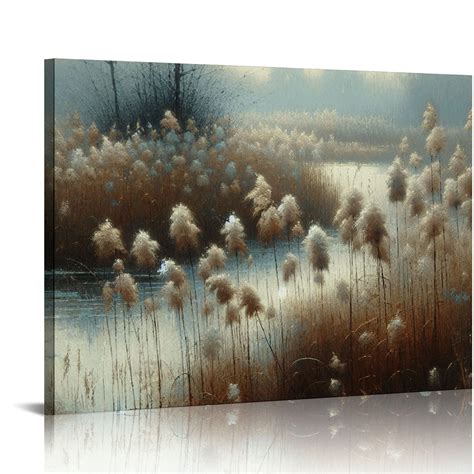 Gotuvs Vintage Wildflower Field Landscape Canvas Wall Art Retro