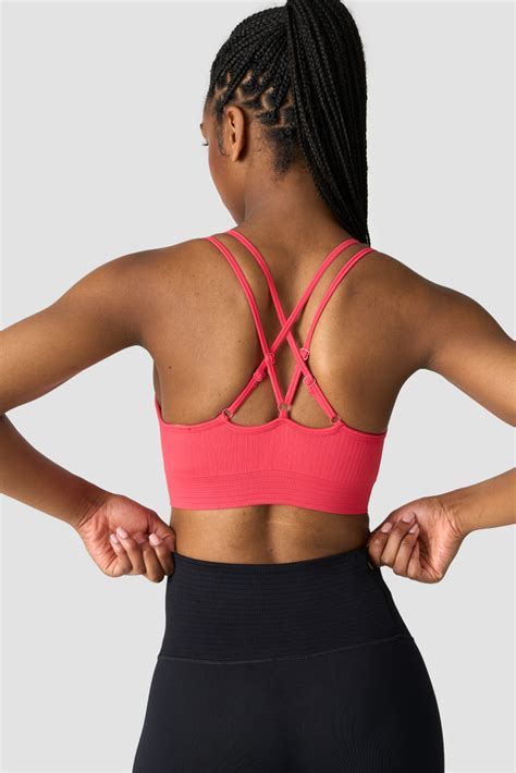 Ribbed Define Seamless Strappy Bra Coral Red Iciw