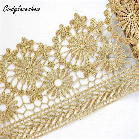 Aliexpress Buy 12 5cm Width Gold Lace Trim Ribbon Water Soluble