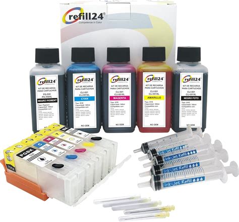 Refill24 Kit De Recarga Compatible Para Cartuchos De Tinta Canon PGI