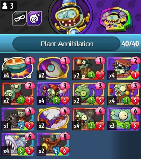 Deck Overview Plant Annihilation Plants Vs Zombies Heroes Amino