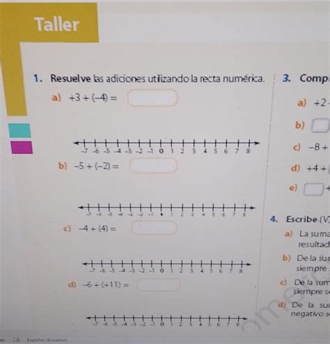 Solved Taller 1 Resuelve las adiciones utilizando la recta numérica