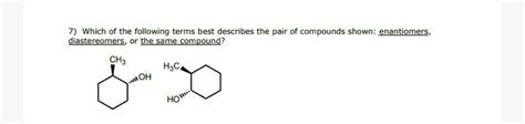 Which Of The Following Terms Best Describes The Pair Of Compounds