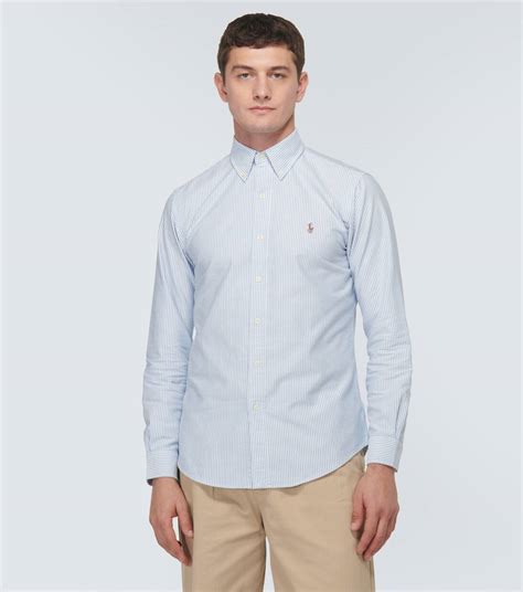 Logo Cotton Oxford Shirt In Blue Polo Ralph Lauren Mytheresa