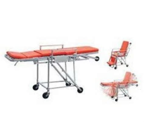 Silver Mild Steel Stretcher Trolley Cum Chair For Hospitals Size