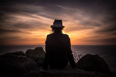 Free Images Sea Coast Rock Ocean Horizon Silhouette Person