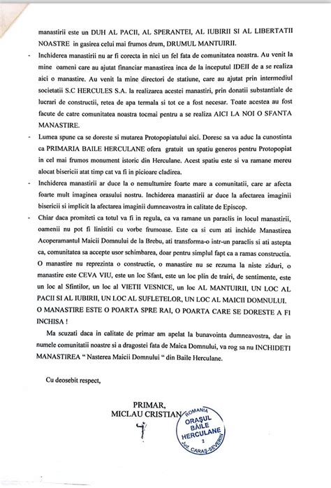 Primarul din Băile Herculane atrage atenția că PS Lucian Episcopul