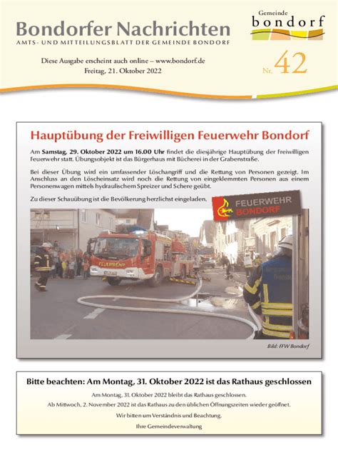 Ausfüllbar Online Hauptbung der Freiwilligen Feuerwehr Bondorf Fax