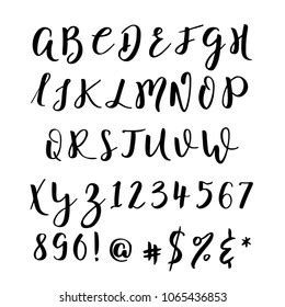 Handwritten Calligraphy Font Vector Alphabet Hand Stock Vector Royalty