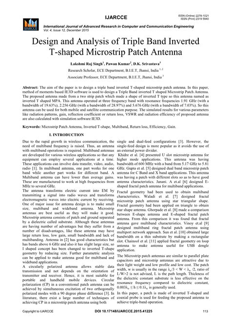 Design And Analysis Of Triple Band Inverted T Shaped Microstrip Patch