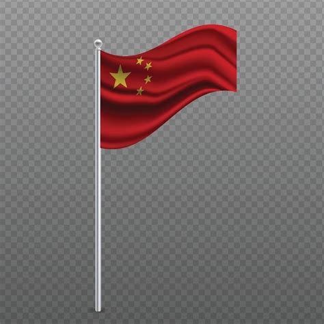 China waving flag on metal pole. 3311128 Vector Art at Vecteezy