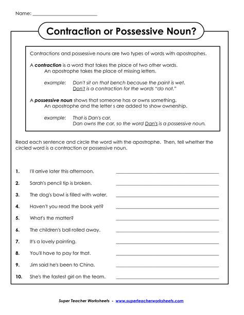 Possessive Apostrophe Worksheet 2nd Grade