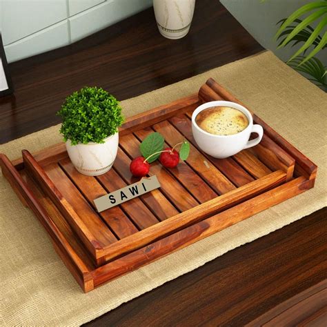 Poplar Wood SAWI Rosewood Hand Crafted Wooden Serving Tray At Rs 650 In