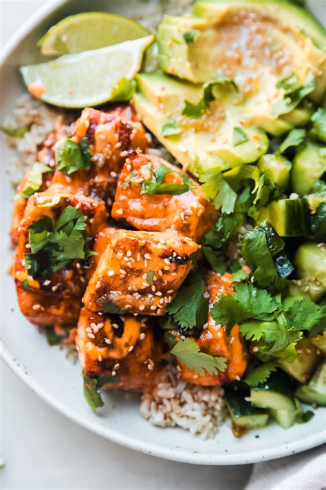 Spicy Garlic Honey Salmon Bowls Recipe Little Spice Jar